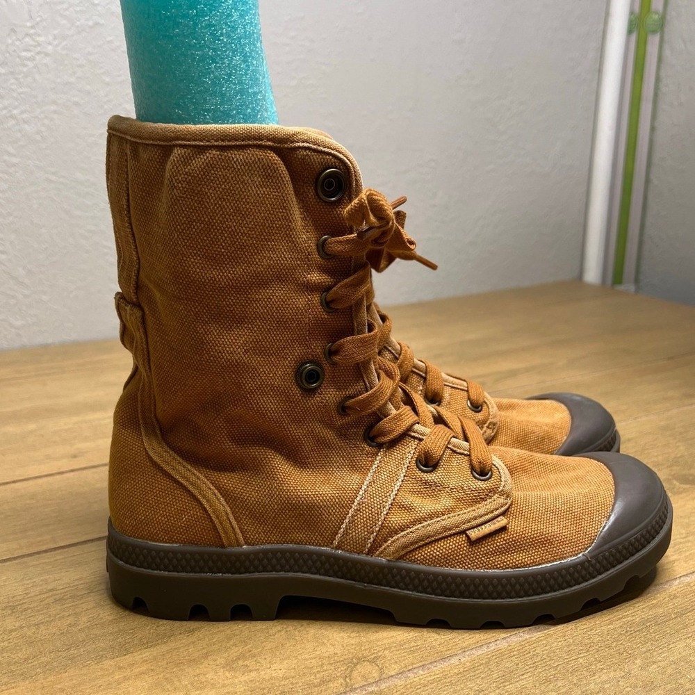 Palladium‎ Pampa Hi Boots Mens 7.5 Brown 02478-251-M Canvas Lug Sole Combat